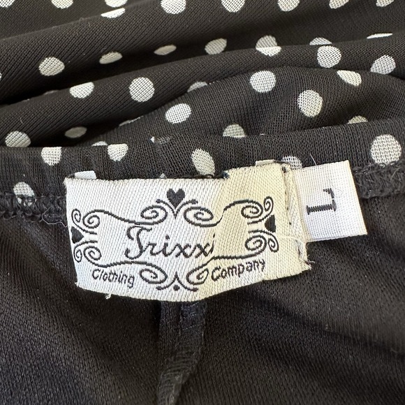 Vtg Y2K Polka Dot Midi Dress Size L Trixxi Black White Hi Lo hem Fairy - Picture 8 of 9